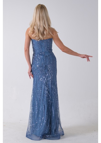 Indigo Taş Işlemeli Uzun Balık Abiye 0801056.98 indirimleri