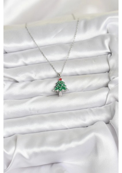 Bfs 316L Çelik Zincir Gümüş Renk Çam Ağacı Model Yılbaşı Temalı Kadın Kolye fiyatları