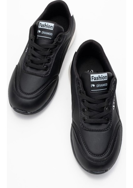 Virto Premium Siyah Bağcıklı Kadın Spor Ayakkabı