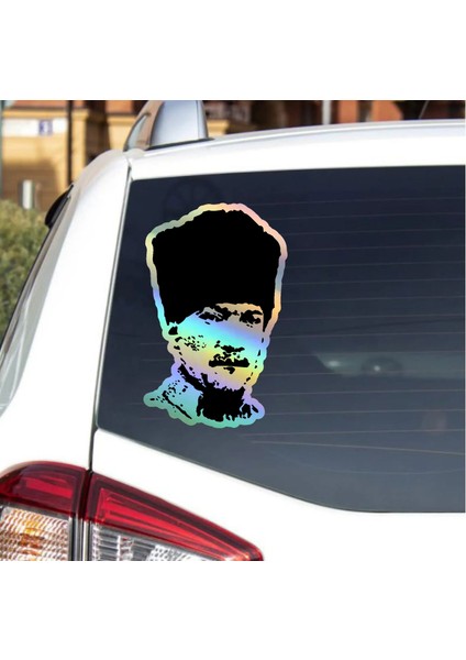 Hologramlı Janjanlı Atatürk Silüet Sticker - Araba Oto Motosiklet Karavan Sticker 03006
