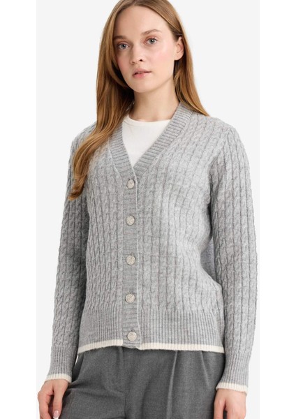 Regular Fit V Yaka Düğmeli Hırka E9148AX25WN