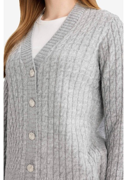 Regular Fit V Yaka Düğmeli Hırka E9148AX25WN fırsatları