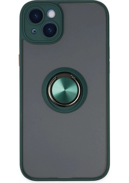 Ieg iPhone 14 Kılıf Montreal Yüzüklü Silikon Kapak - Yeşil