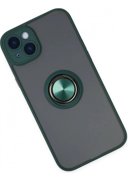 Ieg iPhone 14 Kılıf Montreal Yüzüklü Silikon Kapak - Yeşil modelleri