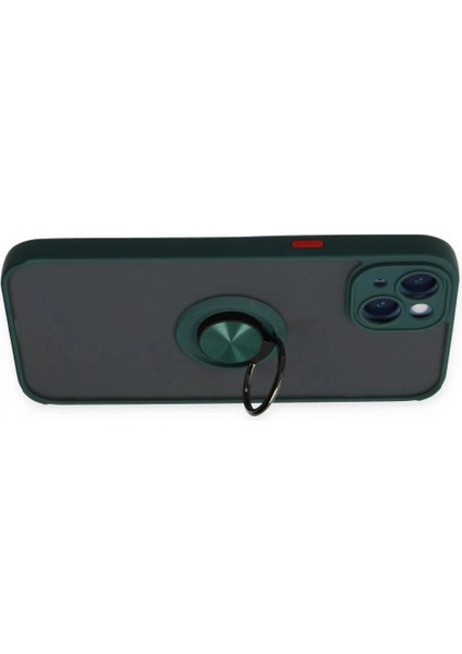 Ieg iPhone 14 Kılıf Montreal Yüzüklü Silikon Kapak - Yeşil fırsatları