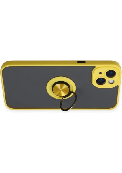 Ieg iPhone 14 Kılıf Montreal Yüzüklü Silikon Kapak - Sarı fırsatları