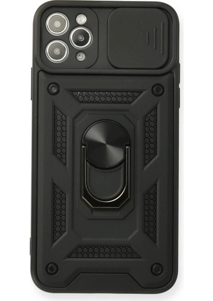 Ieg iPhone 11 Pro Max Kılıf Pars Lens Yüzüklü Silikon - Siyah