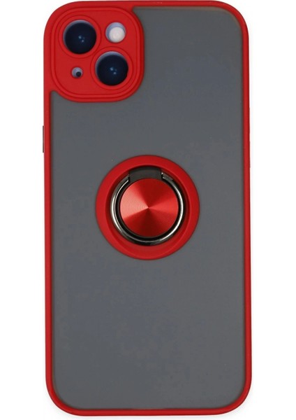 Ieg iPhone 14 Kılıf Montreal Yüzüklü Silikon Kapak - Kırmızı