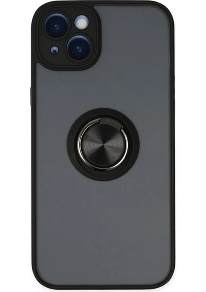 Ieg iPhone 14 Kılıf Montreal Yüzüklü Silikon Kapak - Siyah