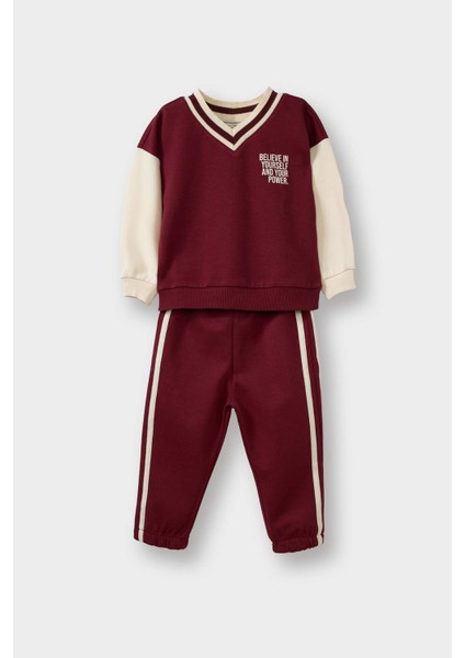 Erkek Bebek 2'li Takım Baskılı Sweatshirt Eşofman Altı G3738A525WN