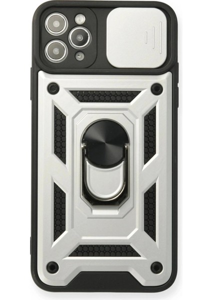 Ieg iPhone 11 Pro Kılıf Pars Lens Yüzüklü Silikon - Gümüş