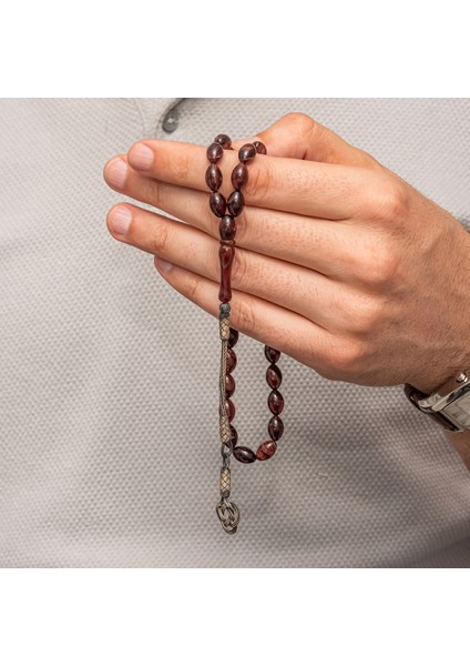 Gümüş Kahverengi Kazaz Püsküllü Sıkma Kehribar Tesbih fırsatları