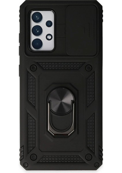 İEG Samsung Galaxy A52 Kılıf Pars Lens Yüzüklü Silikon - Siyah