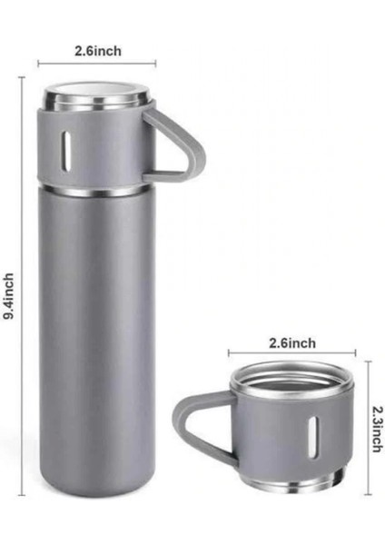 Ieg Termos Seti Paslanmaz Çelik 3 Bardaklı Vakumlu Termos Set 500 ml 12 Saate Kadar Isı Koruma modelleri