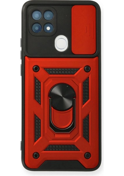 Ieg Oppo A15 Kılıf Pars Lens Yüzüklü Silikon - Kırmızı