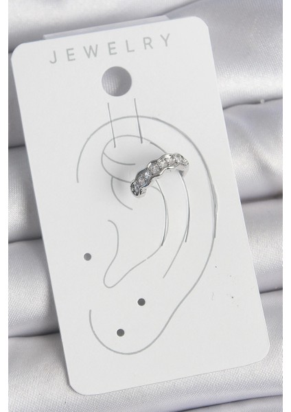 Bfs Pirinç Gümüş Renk Zirkon Taşlı Kıkırdak Model Kadın Küpe fiyatları