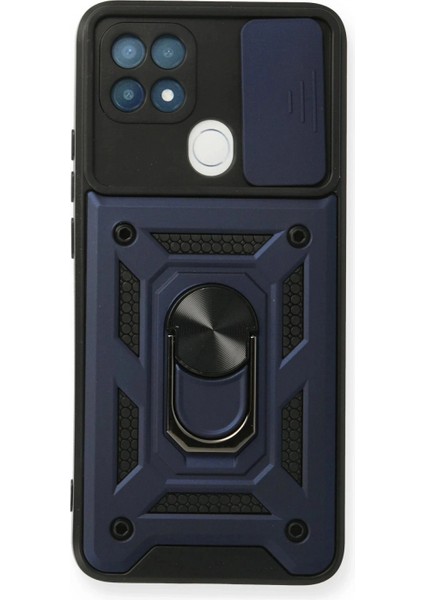 Ieg Oppo A15 Kılıf Pars Lens Yüzüklü Silikon - Lacivert