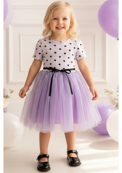 Kız Çocuk Magnolia Puanlı Tütü Lila Elbise