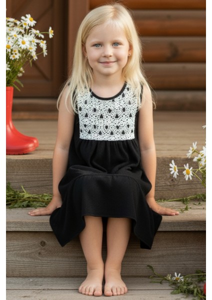 Kız Çocuk Lavender Siyah Fistolu Elbise