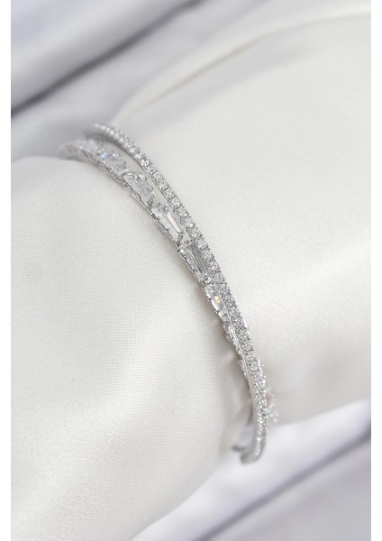 Bfs Pirinç Zirkon Taşlı Su Yolu Model Gümüş Renk Kadın Bileklik