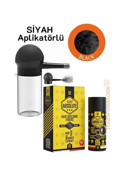 Bfs Aplikatörlü Saç Dolgunlaştırıcı Fiber Topik Toz Siyah 50 Gram