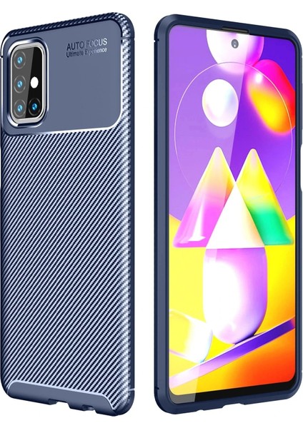 Samsung Galaxy M31S Kılıf Auto Focus Karbon Kapak - Lacivert