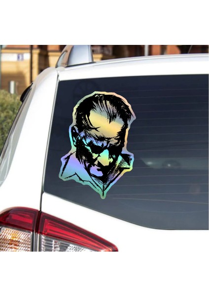 Hologramlı Janjanlı Atatürk Silüet Sticker - Ata Gazi Mustafa Kemal Sticker - Araba Oto Motosiklet Karavan Sticker 03007