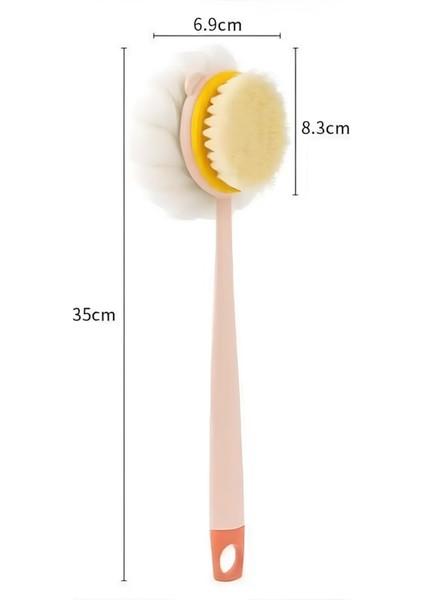 2'si 1 Arada Çift Taraflı Uzun Saplı Fırçalı Banyo Vücut Sırt Fırçası Banyo Lifi indirimleri