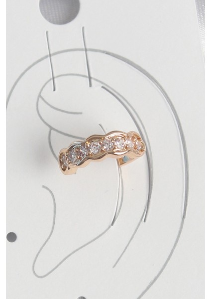 Bfs Pirinç Gold Renk Zirkon Taşlı Kadın Kıkırdak Küpe