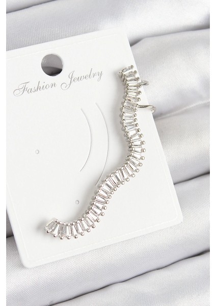 Bfs Pirinç Su Yolu Model Gümüş Renk Sağ Kıkırdak Küpe