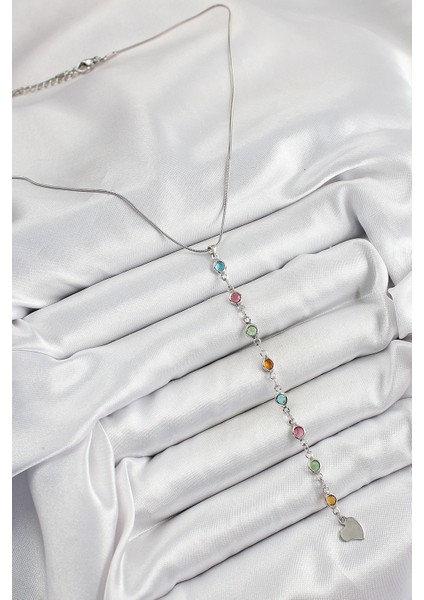 Bfs Pirinç Gümüş Renk Karışık Renk Zirkon Taşlı Y Kadın Kolye fiyatları