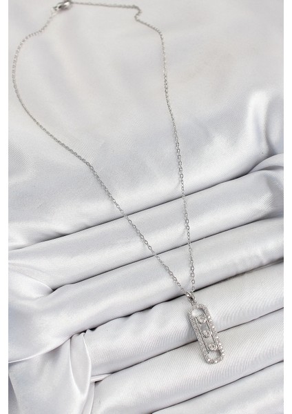 Bfs 316L Çelik Zirkon Taşlı Messika Model Gümüş Renk Kadın Kolye fiyatları