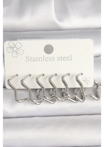 Bfs 316L Çelik Gümüş Renk Yıldız Model Kadın Küpe Seti