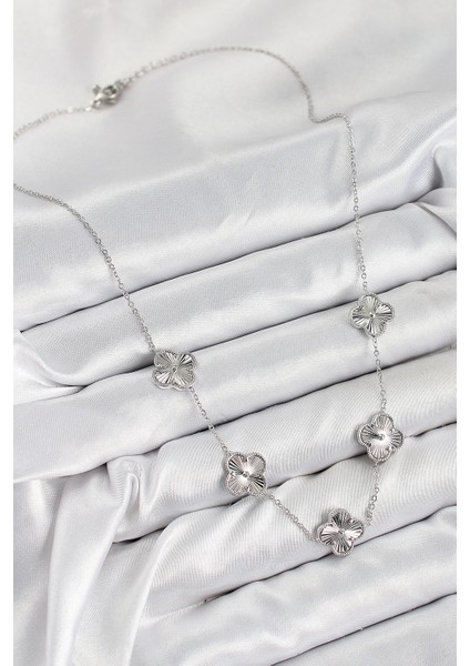 Bfs Pirinç Vıp Yonca Model Gümüş Renk Kadın Kolye fiyatları