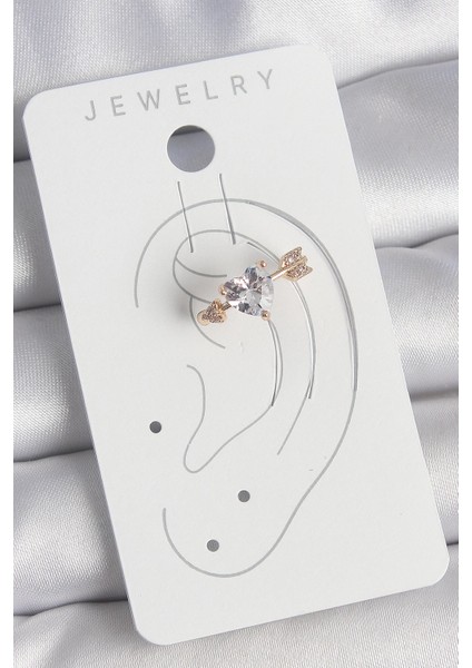 Bfs Pirinç Gold Renk Zirkon Taşlı Kalp Ok Model Kadın Kıkırdak Küpe fiyatları