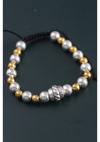 Bfs Doğal Taş Sarmal Model Gold ve Gümüş Renk Asansörlü Erkek Bileklik fiyatları