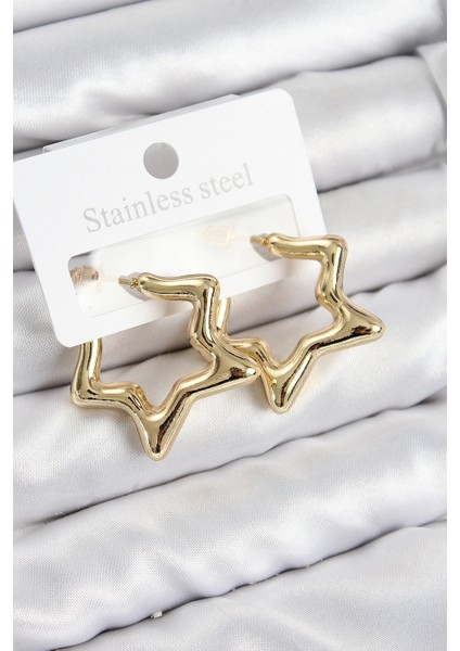 Bfs Pirinç Yıldız Model Gold Renk Kadın Küpe