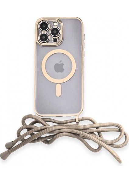 Ieg iPhone 12 Pro Max Kılıf Divo Lazer Askılı Magsafe Kapak - Gold