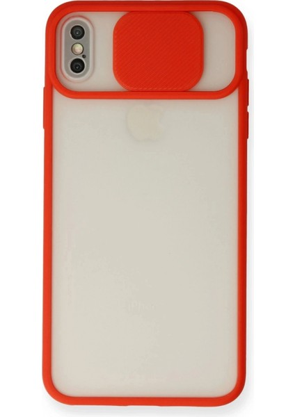 Ieg iPhone x Kılıf Palm Buzlu Kamera Sürgülü Silikon - Kırmızı