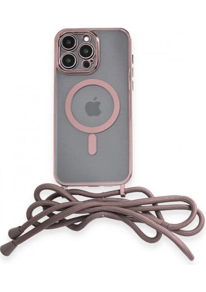 Ieg iPhone 12 Pro Max Kılıf Divo Lazer Askılı Magsafe Kapak - Pembe