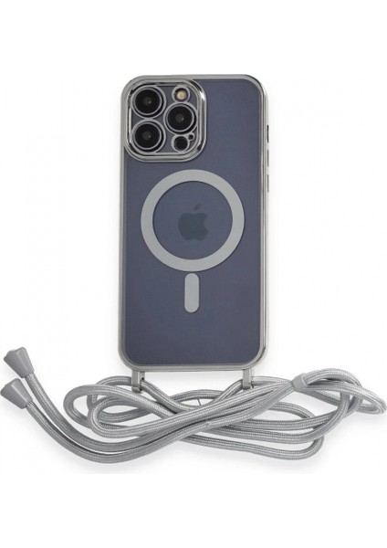 Ieg iPhone 12 Pro Max Kılıf Divo Lazer Askılı Magsafe Kapak - Gümüş