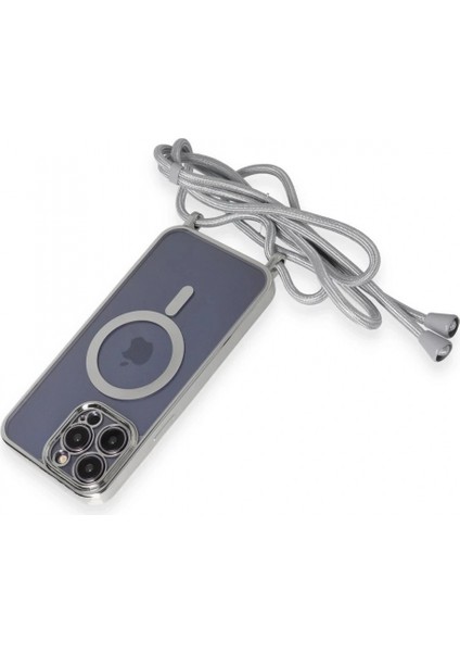 Ieg iPhone 12 Pro Max Kılıf Divo Lazer Askılı Magsafe Kapak - Gümüş indirimleri