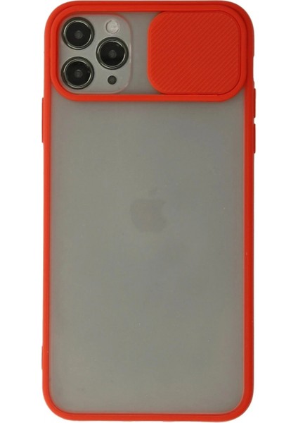 Ieg iPhone 11 Pro Max Kılıf Palm Buzlu Kamera Sürgülü Silikon - Kırmızı