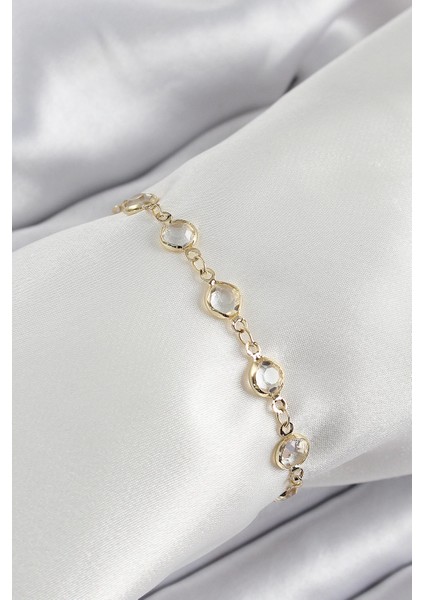 Bfs Pirinç Gold Renk Zirkon Taşlı Kadın Bileklik