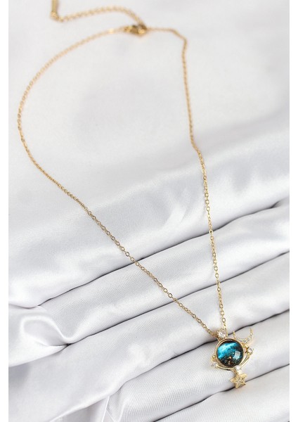 Bfs 316L Çelik Zirkon Taşlı Gezegen Model Gold Renk Kadın Kolye fiyatları