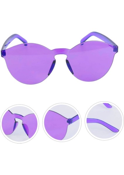 Bfs Sert Mika Oval Şekilli Çerçevesiz Mor Gözlük Retro Parti 5X14 cm fiyatları