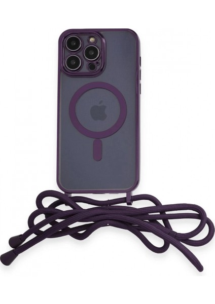 Ieg iPhone 12 Pro Max Kılıf Divo Lazer Askılı Magsafe Kapak - Derin Mor