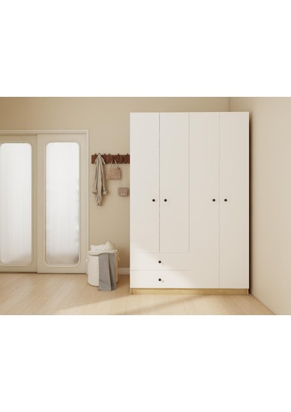 4 Kapaklı 2 Çekmeceli Gardırop Lefkasmeşe-Byz