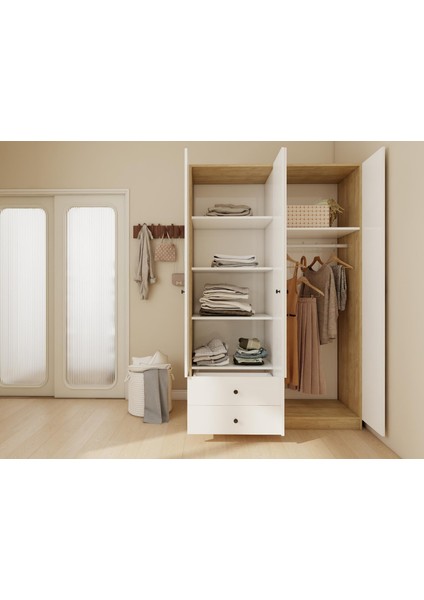 4 Kapaklı 2 Çekmeceli Gardırop Lefkasmeşe-Byz modelleri