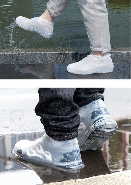 Bfs Silikon Ayakkabı Kılıfı Kaymaz Su Kir Geçirmez M Beden Beyaz